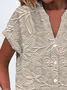 V Neck Short Sleeve Floral Printing Button Up Shirt Shirt For Women