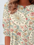 Casual Floral Crew Neck Long Sleeve T-shirt