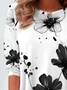 Casual Floral Crew Neck Long Sleeve T-shirt