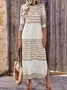 Women Striped Spring/Fall Dress Crew Neck Long Sleeve T-Shirt Dress H-Line Dress