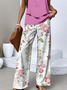 Women Floral Two-Piece Set Daily Sleeveless Casual Summer Top With Pants Matching Set