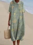 Women Floral Crew Neck Half Sleeve Comfy Casual Maxi Dress