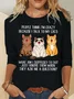 Crew Neck Long Sleeve Cat Regular Medium Elasticity Loose Blouse For Women