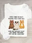 Crew Neck Long Sleeve Cat Regular Medium Elasticity Loose Blouse For Women