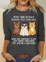 Crew Neck Long Sleeve Cat Regular Medium Elasticity Loose Blouse For Women