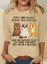 Crew Neck Long Sleeve Cat Regular Medium Elasticity Loose Blouse For Women
