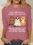 Crew Neck Long Sleeve Cat Regular Medium Elasticity Loose Blouse For Women