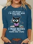 Crew Neck Long Sleeve Cat Regular Medium Elasticity Loose Blouse For Women