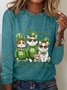 St. Patrick's Day Crew Neck Long Sleeve Text Letters Regular Medium Elasticity Loose Blouse For Women