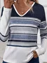 Women Striped Spring/Fall Dress Crew Neck Long Sleeve Hip Skirt H-Line Dress