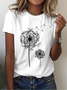 Casual Floral Crew Neck Short Sleeve T-shirt