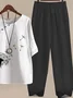 Women Floral Printing Two-Piece Set Daily Half Sleeve Casual Summer Top With Pants Matching Set