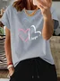 Vintage Heart/Cordate Crew Neck Short Sleeve T-shirt