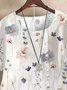 Casual Crew Neck Short Sleeve Floral Art Print Comfy Blouse For Women