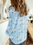 Shirt Collar Long Sleeve Floral Regular Micro-Elasticity Regular Fit Shirt For Women