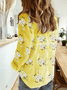 Shirt Collar Long Sleeve Floral Regular Micro-Elasticity Regular Fit Shirt For Women