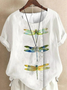 Crew Neck Half Sleeve Dragonfly Regular Regular Fit Blouse For Women