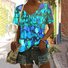 Casual Floral V Neck Short Sleeve T-shirt