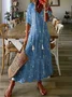 Women Geometric Summer Dress V Neck Half Sleeve Shirt Dress A-Line Dress