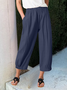 Women Plain Ankle Pants Elastic Waist Pants Casual Spring/Fall Trousers