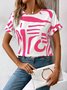 Casual Abstract Crew Neck Short Sleeve T-shirt