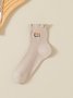 New Pure Cotton Japanese Retro Literary Flower Middle Tube Women's Socks Sweat-absorbent Breathable Embroidered Flower Socks