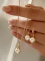 Jewelry Fashion Pearl Pendant Alloy Light Luxury Pearl Earrings Earrings Necklace Set Two-piece Necklace