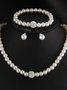 Creative Jewelry Imitation Pearl Necklace Bracelet Earrings Set Three Pieces