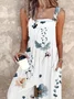 Breezy Plant Floral Print Sleeveless Cotton And Linen Jumpsuit