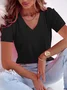 Casual Plain V Neck Short Sleeve T-shirt