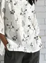 Crew Neck Half Sleeve Floral Lightweight Loose Shirt For Women