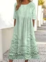 Women 3D Printing Crew Neck Half Sleeve Comfy Vintage Maxi Dress
