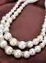 Fashion Imitation Pearl Beaded Necklace Temperament Diamond Double Layer Pearl Sweater Long Chain Necklace
