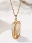 Natural Stone Irregular Raw Stone Crystal Electroplating Gilded Pendant Rose Quartz Citrine Diy Jewelry Necklace