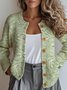 Women Knitted 3D Printing Long Sleeve Comfy Vintage Cardigan