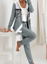 Women Abstract Printing Two-Piece Set Daily Long Sleeve Casual Spring/Fall Coat With Pants Matching Set