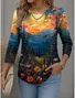 Casual Floral Crew Neck Long Sleeve T-shirt