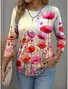 Casual Floral Crew Neck Long Sleeve T-shirt