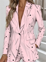 Women Striped Spring/Fall Outerwear Simple Long Sleeve Lapel Collar Regular Blazer
