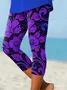 Women Floral Capris Elastic Waist Pants Casual Summer Trousers