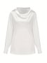 Cowl Neck Long Sleeve Plain Regular Micro-Elasticity Loose Shirt For Women