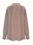 Cowl Neck Long Sleeve Plain Regular Micro-Elasticity Loose Shirt For Women