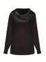 Cowl Neck Long Sleeve Plain Regular Micro-Elasticity Loose Shirt For Women