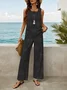 Women Floral Printing Two-Piece Set Daily Sleeveless Casual Summer Top With Pants Matching Set