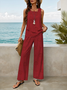Women Floral Printing Two-Piece Set Daily Sleeveless Casual Summer Top With Pants Matching Set