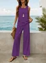 Women Floral Printing Two-Piece Set Daily Sleeveless Casual Summer Top With Pants Matching Set