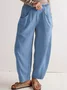 Women Plain Long Elastic Waist Pants Casual Spring/Fall Trousers
