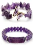 New Natural Stone 8mm Amethyst Rose Quartz Crushed Stone Butterfly Two-piece Bracelet