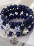 Bohemian Anchor Elephant Butterfly Multi-layer Beaded Elastic Bracelet