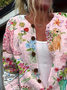 Women 3D Floral Print Long Sleeve Comfy Vintage Cardigan
